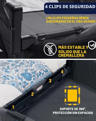 Vista 3 de BEKA cuna para bebé de 4 en 1 para colocar al lado de la cama, cuna para bebé de 4 funciones, cuna para colocar al lado de la cama, corralito, mesa
