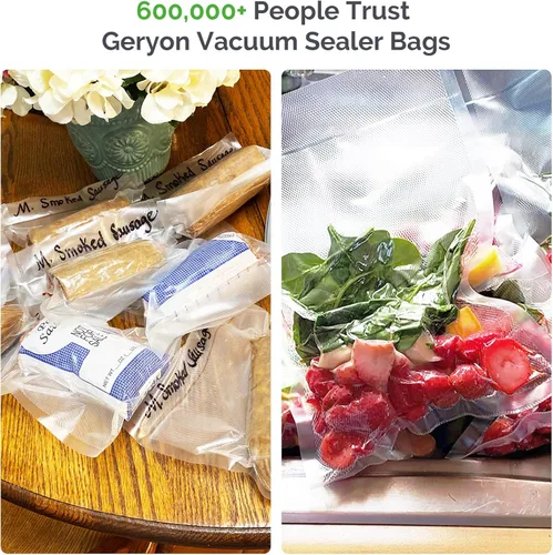 Vista 5 de GERYON Bolsas selladoras al vacío, 120 bolsas de sellado de alimentos precortadas de 8 x 12 pulgadas para Geryon y otras máquinas selladoras al vacío
