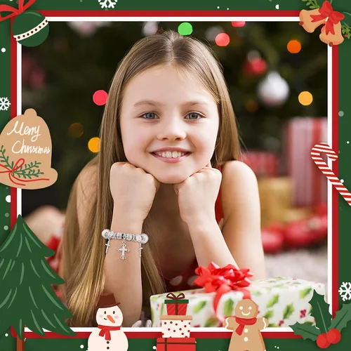 Vista 3 de Pulsera de dije para mujer, con cuentas de cristal y forma de cruz de cristal con circonita cúbica, cadena de serpiente, pulsera de moda con dije