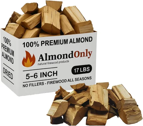 Vista 10 de Trozos de madera de almendro para ahumar de 1 a 2 pulgadas, 100% tostados, trozos de barbacoa premium para ahumar y asar a la parrilla, perfectos