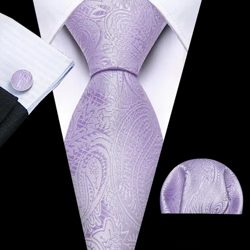Vista 154 de Barry.Wang - Juego de corbata de seda para hombre, diseño de cachemira, pañuelo y gemelos de bolsillo