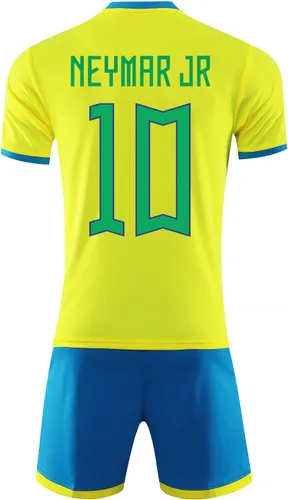 Vista 2 de Casmyd Brazil Soccer Jersey+Shorts Kids 2022 World Cup NeyMARR #10 Football Jersey Set Sports Fan Shirts for BoysGirls