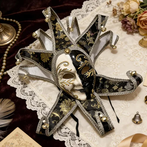 Vista 6 de Máscara veneciana vintage de bufón para mujer, accesorio para disfraz de carnaval, mardi gras