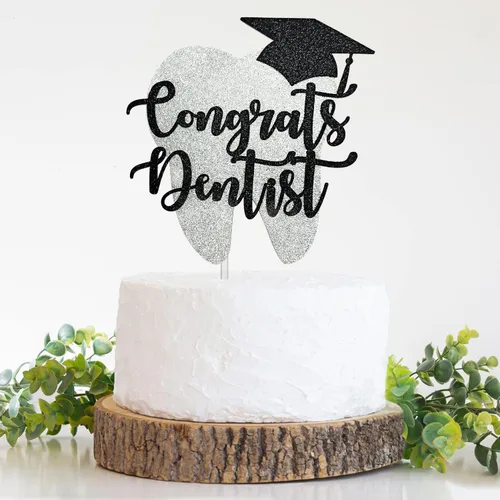 Vista 3 de Decoración para tartas de felicitaciones para dentistas, decoración para tartas de graduación de dentistas, decoración de graduación