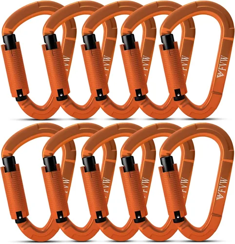 Vista 13 de Mosquetones de Escalada en Roca con Bloqueo Automático, Certificados UIAA Profesionales 25KN (5620 lbs) Mosquetones Resistentes para Rappel 10