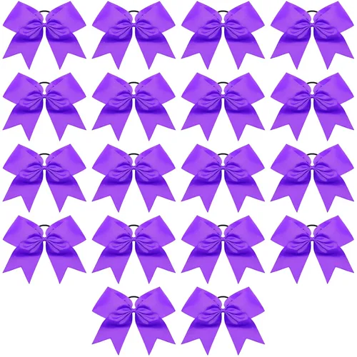 Vista 14 de 18 PCS 8" Large American Flag Cheer Hair Bows Ponytail Holder Elastic Band Handmade for Cheerleaders Teen Girls College Sports