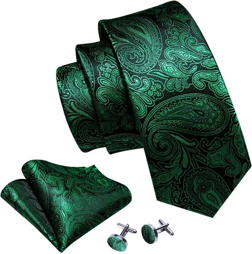 Vista 61 de Barry.Wang - Juego de corbata de seda para hombre, diseño de cachemira, pañuelo y gemelos de bolsillo
