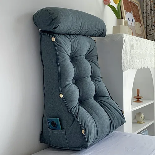Vista 11 de Almohada de lectura con cuello, respaldo de cabecera triangular, cojín de soporte lumbar, almohada de apoyo de espalda para soporte de espalda
