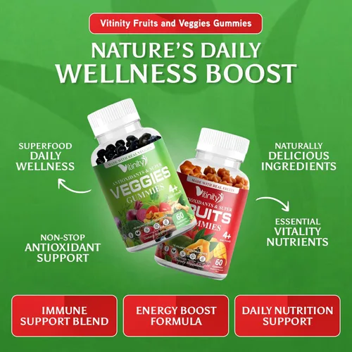 Vista 21 de VITINITY Super Greens - Gomitas multivitamínicas Hechas con 30 superalimentos reales, verduras, hierbas, frutas para adultos y niños para aumentar