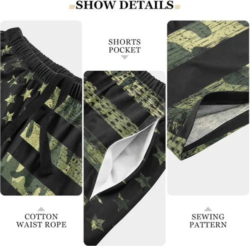 Vista 4 de Ollabaky Pantalones cortos de pijama para hombre Pjs partes inferiores pantalones cortos para dormir ropa de descanso pantalones de pijama
