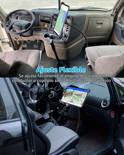 Vista 2 de Soporte para tablet grande con cuello de cisne para automóvil o camión, soporte para tablet de brazo largo resistente para automóvil, perno de piso