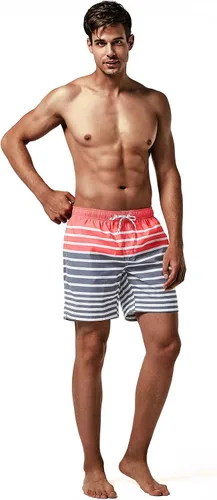Vista 4 de Maamgic Traje de baño de secado rápido, para hombre, bermudas para nadar, pantalones cortos con forro de malla