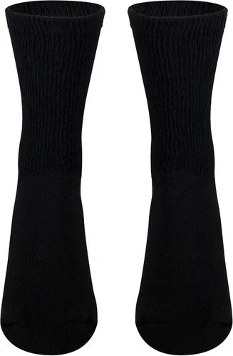 Vista 2 de Truform Calcetines diabéticos para hombres y mujeres, estilo médico, longitud media, altura de media pantorrilla, 3 pares, negro, S