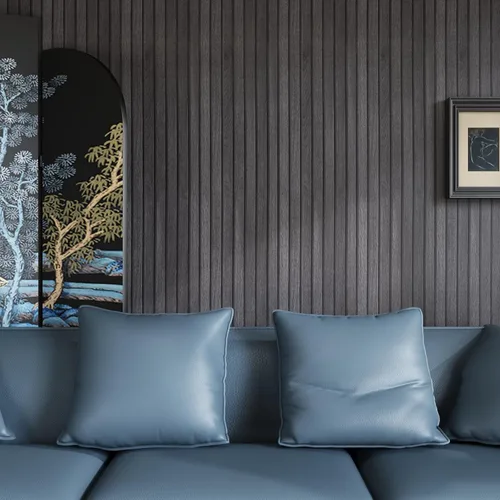 Vista 3 de CRE8TIVE Papel tapiz de listones de madera gris oscuro despegar y pegar papel de contacto de grano de madera impermeable autoadhesivo aspecto