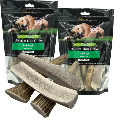 Vista 24 de 2 x 1 libra cuernos de alce masticables pequeños mixtos enteros y partidos para perros de juguete a pequeños de menos de 20 libras (5-7+ pulgadas)