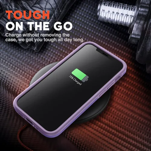 Vista 7 de NTG Funda de teléfono 12 Pro Max, reverso protector fino traslúcido y duro con tope de silicona (violeta)