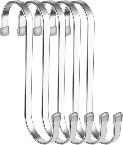 Vista 8 de Paquete de 10 Ganchos Planos en S - Ganchos en S de Acero Inoxidable Resistentes de 3 Pulgadas para Colgar Ollas, Sartenes, Plantas, Tazas de Café