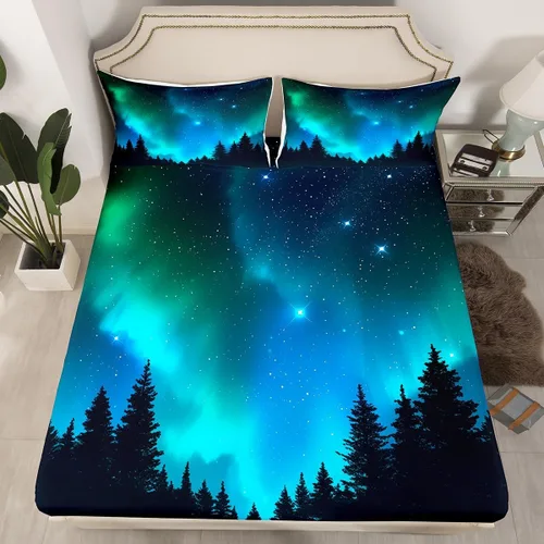 Vista 8 de Erosebridal Juego de ropa de cama de muñeco de nieve, tamaño individual, sábana bajera ajustable de esquí kawaii para árbol de Navidad, para niños