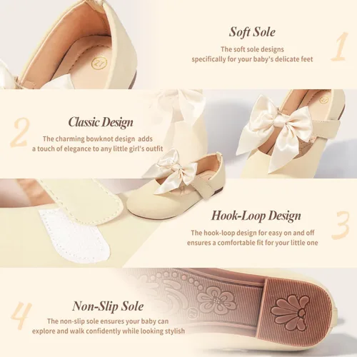 Vista 2 de Zoolar Zapatos de vestir Mary Jane para niña pequeña, bonitos zapatos de ballet, escuela, boda, fiesta, zapatos planos suaves y antideslizantes