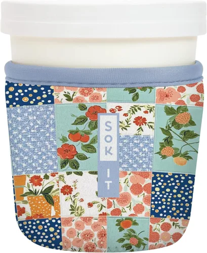 Vista 19 de Sok It IceCreamSok - Funda de neopreno aislada (flores abstractas, pintas de helado cónicas)