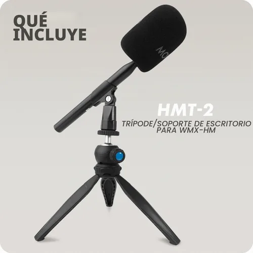 Vista 7 de Movo HMT-2 Soporte de micrófono de trípode de mesa para Movo WMX-HM y Rode Interview Go Adaptadores de micrófono inalámbrico de mano. Perfecto