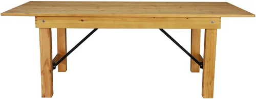 Vista 7 de Flash Furniture HERCULES Mesa de Granja Plegable Rectangular de Pino Macizo Rústico Antiguo de 7' x 40", Color Natural Claro