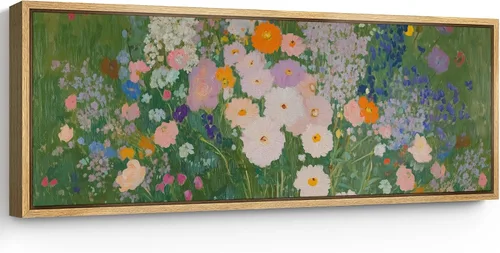 Vista 38 de SIGNFORD Lienzo enmarcado extragrande para pared, diseño de flores silvestres, paisaje, campo escénico con flores florecientes, ilustraciones