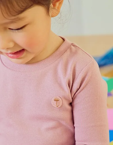 Vista 5 de moimoln Pijama de bambú de algodón viscosa acanalado sólido para bebés niños y niñas, ajuste cómodo, conjunto de 2 piezas
