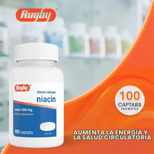 Vista 2 de Watson Rugby Labs Niacina Time Release 1000mg 100ct