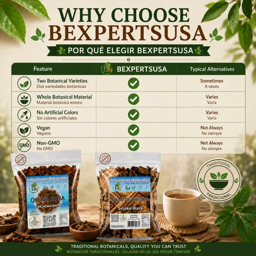 Vista 7 de BexpertsUSA - Combo de té de hierbas Quina Roja + Palo de Víbora, paquete de 2 (4 onzas cada uno/3.99 oz) - Infusión de hierbas de corteza