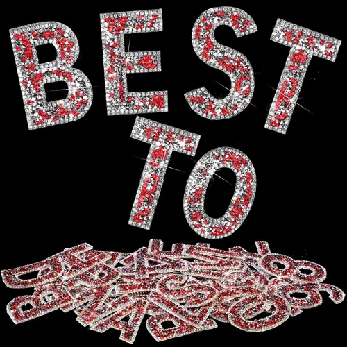 Vista 15 de WILLBOND - 37 piezas de calcomanías de letras con strass grandes, alfabeto de purpurina, número de cristal, calcomanías brillantes autoadhesivas