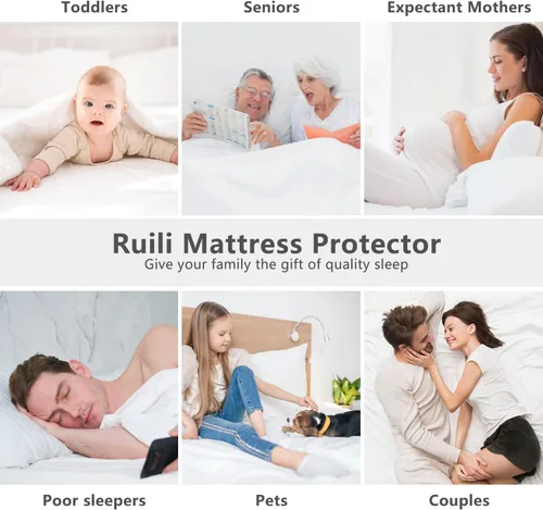 Vista 6 de Protector de colchón tamaño individual, impermeable, lavable, funda acolchada para colchón ajustable, protección de cama de plástico sin ruido