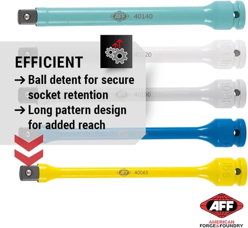 Vista 6 de AFF Kit de extensión de limitación de par de 5 piezas con estuche de transporte, 65-140 pies/libras, unidad de 1/2 pulgada, 40012