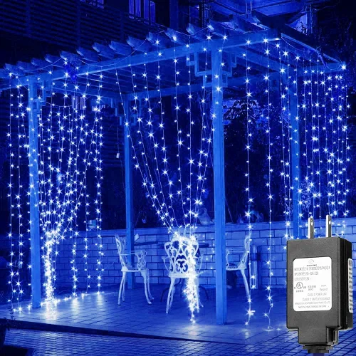 Vista 14 de Solhice Cortina de luces LED para exteriores, 12 x 10 pies, 360 luces LED para colgar en interiores y dormitorios, luz de fondo para decoración