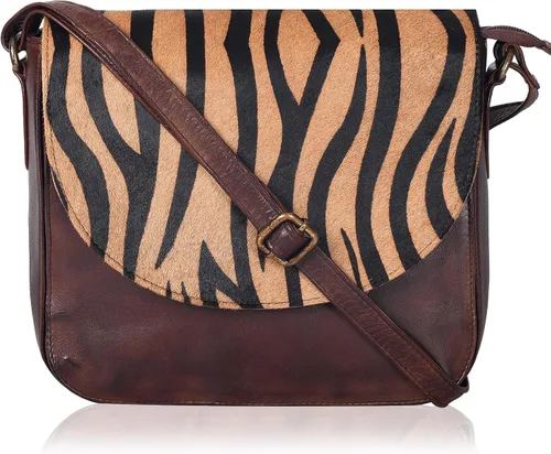 Vista 16 de Bolso bandolera de cuero genuino para mujer con correa ajustable, bolsillo para móvil y cremallera exterior e