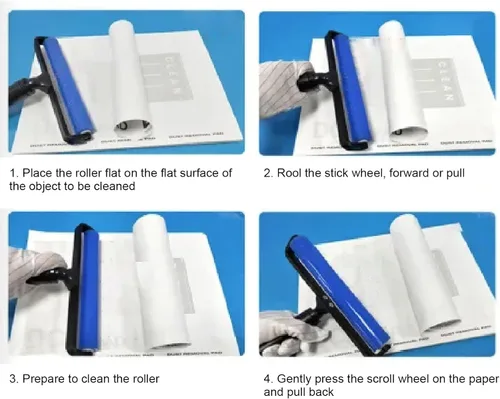 Vista 9 de 50 hojas de papel limpio de rodillo de polvo de alto adhesivo, adherencia superior para eliminación eficaz de suciedad, polvo y residuos, hojas
