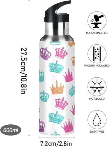 Vista 9 de Botella de agua aislada de acero inoxidable con pajita de 32 onzas, botellas de agua a prueba de fugas para gimnasio, viajes al aire libre, escuela