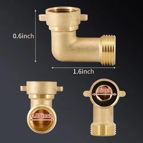 Vista 5 de kipa Brida de entrada de agua para autocaravana, latón con codo de manguera, válvula de retención y conector FPT de 1/2" rosca hembra, brida de 3