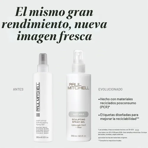 Vista 2 de Paul Mitchell Soft Sculpting Spray Gel, Natural Hold, Soft Finish, For All Hair Types