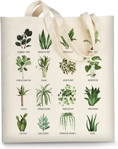 Vista 11 de Bolsa de lona AUSVKAI estética para mujer, lindas bolsas de tela reutilizables de algodón para compras, playa, comestibles