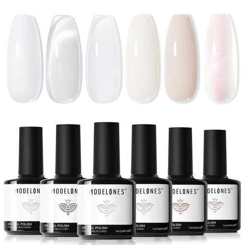Vista 34 de Modelones - Juego de esmaltes de gel transparente, capa base de gel superior, sin limpieza, 0.5 onzas líquidas Un conjunto claro