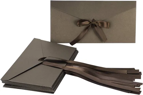 Vista 10 de 10 sobres con nudo, 5 perlas de color para tarjeta de regalo de negocios, boda, fiesta, invitación, 8.6 x 4.2 pulgadas, sobre de tarjeta de regalo