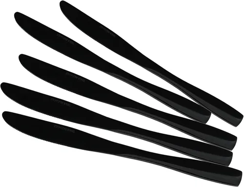 Vista 7 de Vababa 16 cuchillos de cena de acero inoxidable con acabado espejo, cuchillos de cena, color negro Mirror Finished, Premium Stainless Steel