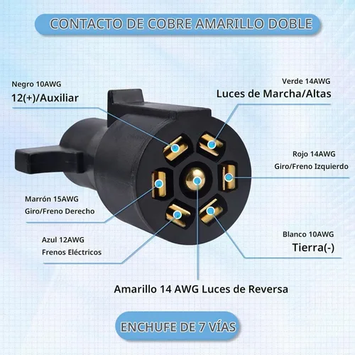 Vista 3 de Arnés de cableado de enchufe de remolque de 7 vías de 8 pies [Cable de alambre de remolque de 7 pines] [Control de freno y luz] [10-14AWG] Conector