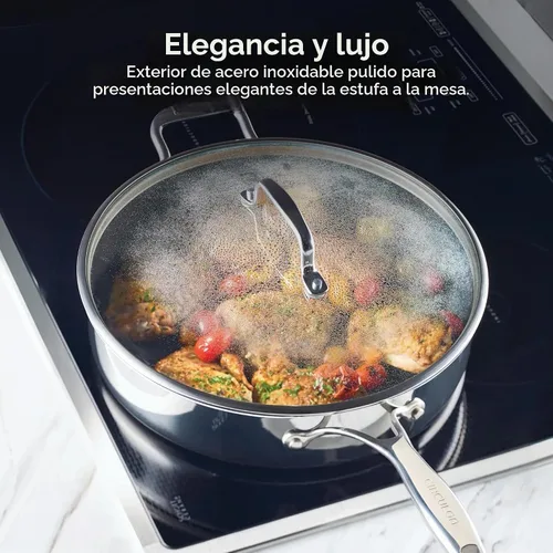Vista 6 de Circulon C1 Series C1 - Utensilios de cocina de acero inoxidable revestido con tecnología ScratchDefense, sartén antiadherente de inducción con tapa