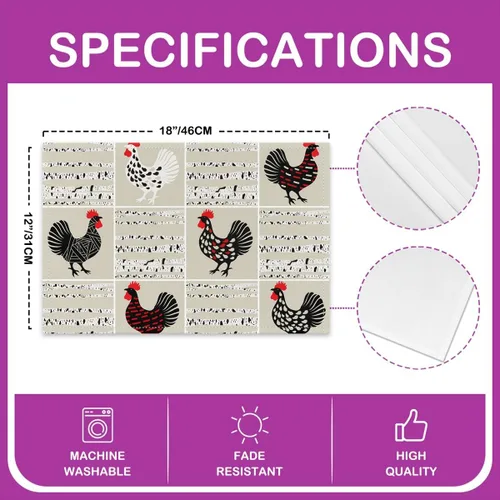 Vista 4 de Juego de 4 manteles individuales de granja con diseño de animales salvajes de dibujos animados para niños, adolescentes y adultos, estampado de piel