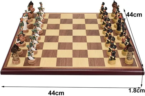 Vista 2 de Juego de ajedrez para adultos y niños, juego de ajedrez de madera y personajes, tablero de ajedrez plegable portátil, juego para adultos y niños