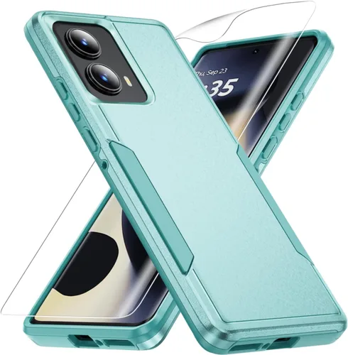 Vista 10 de Funda para Moto G 5G 2022, con protector de pantalla [prueba de caídas de grado militar], funda protectora resistente de servicio pesado robusto a