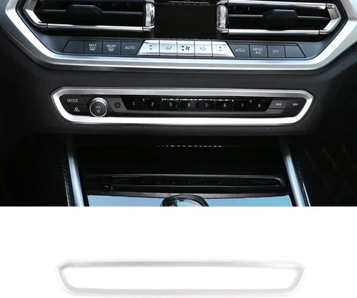 Vista 7 de ABS Material de la consola central del coche Ajuste del volumen Marco para BMW Serie 3 G20 G28 2019 2020 (grano de madera negro)