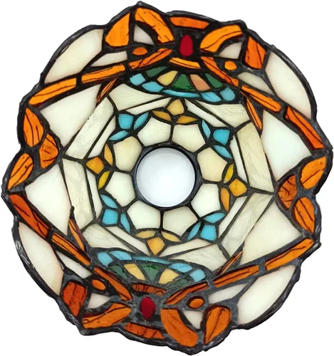Vista 7 de Pantalla de lámpara estilo Tiffany solamente, lámpara de araña y pantalla de repuesto para lámpara de pared, NAD06001, estilo barroco, chimenea